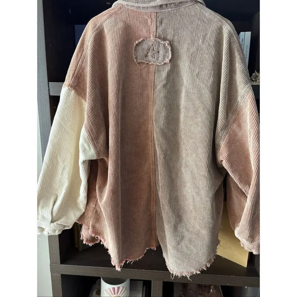 POL Together In Spirit Multi Tone Corduroy Shacket Jacket Size Medium
